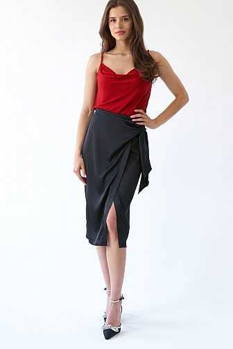 SATIN WRAP SKIRT