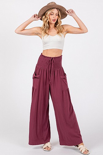 SOLID COTTON SIDE POCKET LOUNGE PANTS