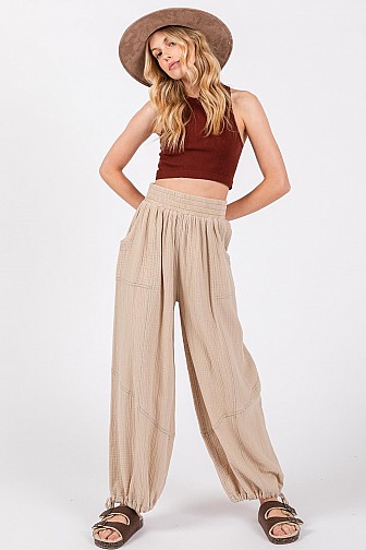 DOUBLE GAUZE BOHEMIAN BALLOON PANTS