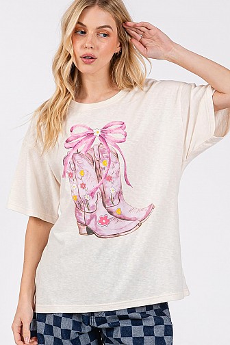 BOOT GRAPHIC ROUND NECK SHORT SLEEVE T-SHIRT