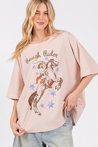 WESTERN SHORT SLEEVES RODEO GRAPHIC TEE