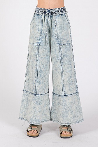 MINERAL WASHED DENIM PANTS