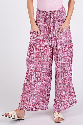 RAYON ETHNIC PRINT SOFT WASH PANTS