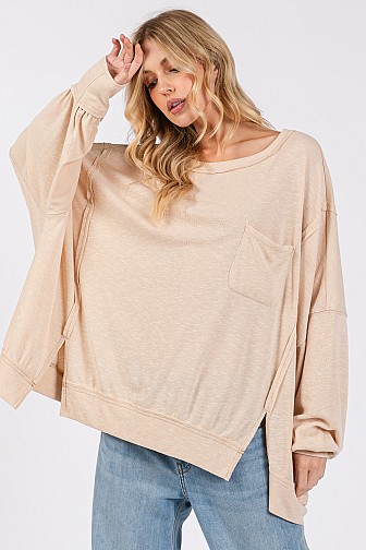 SPLIT LOOSE FIT LONG SLEEVES TOP