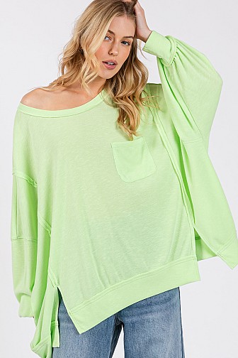 SPLIT LOOSE FIT LONG SLEEVES TOP