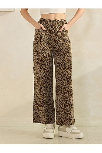 WILD SIDE LEOPARD WIDE-LEG PANTS