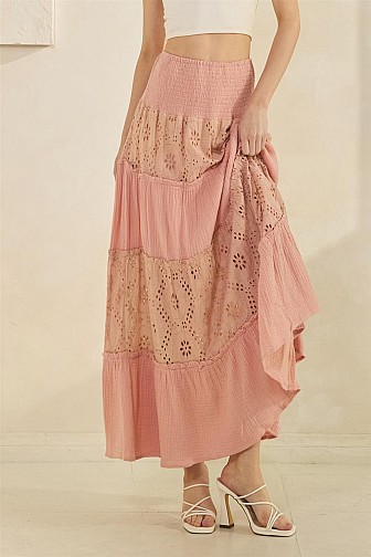 DESERT ROSE TIERED MAXI SKIRT